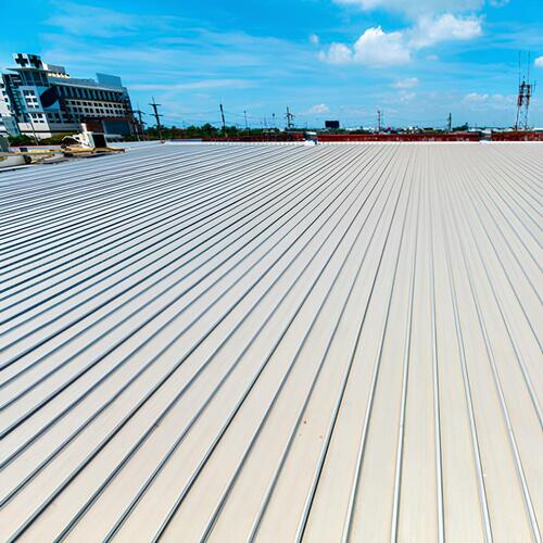 overhead view of a commercial metal roof