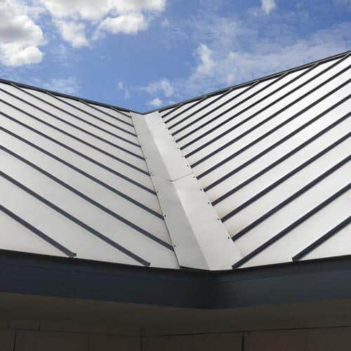 closeup of a standing seam metal roofing system